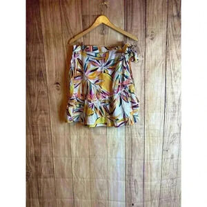 C & C California Faux Wrap Floral Boho Embroidered 100% Cotton Skirt Size M